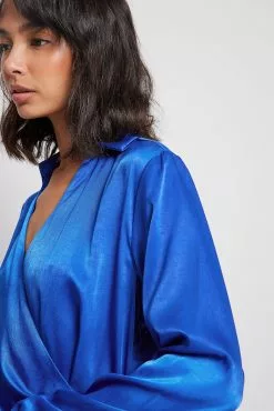 NA-KD Wrap Satin Shirt Dress -Party Dresses Sales wrap satin shirt dress 1100 006817 030512140