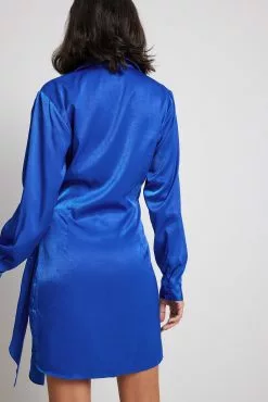 NA-KD Wrap Satin Shirt Dress -Party Dresses Sales wrap satin shirt dress 1100 006817 030512151