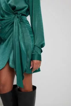 NA-KD Wrap Satin Shirt Dress -Party Dresses Sales wrap satin shirt dress 1100 006817 05706819 copy