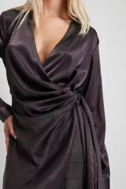 NA-KD Wrap Satin Shirt Dress -Party Dresses Sales wrap satin shirt dress 1100 006817 001713382