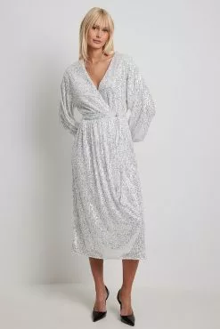 NA-KD Party Wrap Sequin Dress 10 NA-KD Party Wrap Sequin Dress -Party Dresses Sales wrap sequin dress 1017 002012 00140829