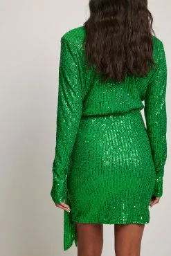 NA-KD Party Wrap Sequin Mini Dress -Party Dresses Sales wrap sequin mini dress 1017 001872 001021279 1